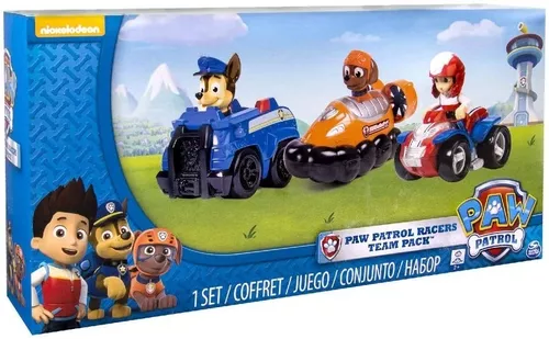 Paw Patrol Pack Muñecos Vehiculo Chase Zuma Y Ryder Premium