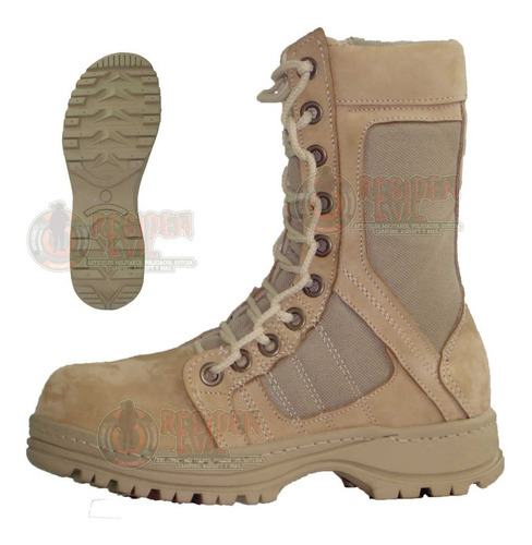 Imagen 6 de 6 de Botas Tipo Swat Militar Ligera 100% Piel Trabajo Kaki Negro