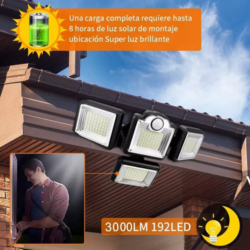 . 192 Led Lámpara Focos Solar De Pared Exteriores Sensor Luz