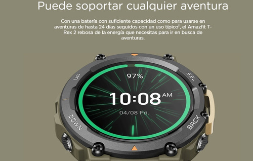 Imagen 5 de 8 de Smartwatch Reloj Inteligente Amazfit T-rex 2 Gps Oxímetro, Pantalla Tactil 1,39 Amoled, Resolución 454 X 454, Autonomía 24 Dias, 158+ Modos De Entrenamiento, Resistencia Al Agua 100 Metros