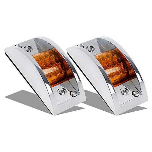  2pcs Truck Trailer Amber 12 Led Chrome Plated Led Mark...