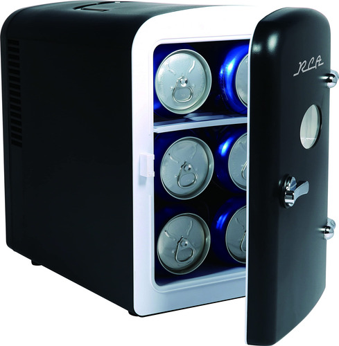 Rca. Mini Refrigerador Retro Para 6 Latas Negro