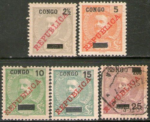 Congo Portugués (col. Portuguesa) 5 Sellos Republica 1911