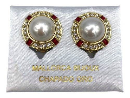 Aros Perla Mallorca Virola Piedras Y Esmalte Clip 14mm