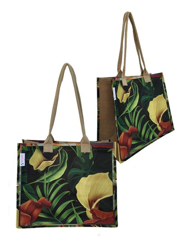 Bolsa De Praia Ecobag Juta Rafia - Floral
