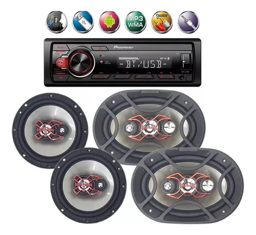 Auto Rádio Mp3 Bluetooth Fm Carro Automotivo + 4 Bravox