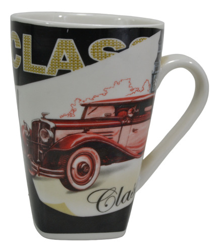 Caneca De Porcelana Carro Classic Preto Vermelho