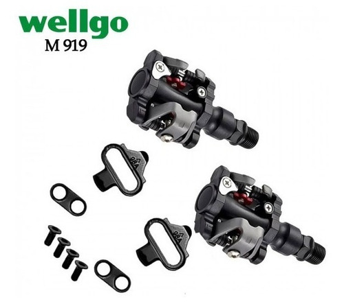 Pinza de pedales Wellgo M919 Mtb Preto C/Tacos = M505 M520 Mtb