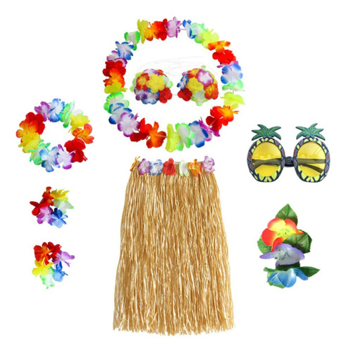 Kit Disfraces Elásticos Para Fiesta Hula Hawaiana Ou