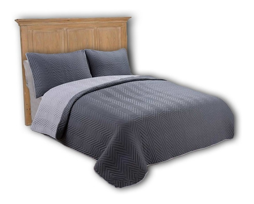 Imagen 1 de 8 de Cubrecama Cover King Size Reversible Suave Con Fundas Liso