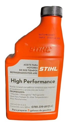 Aceite Stihl Motor 2t X 380ml (para Preparar 5 Galones)