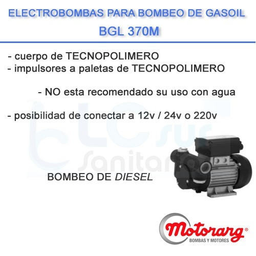Bomba Motorarg Bombeo De Gasoil Motorarg Bgl 370 M 0.5hp