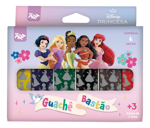 Tinta Guache Em Bastão Princesas 6 Cores Coloridas