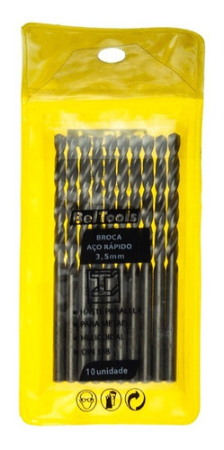 Imagem 4 de 8 de Kit C/ 10 Broca Aço Rápido D338 3,5mm Beltools