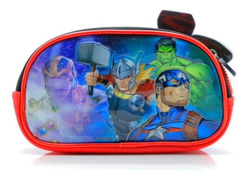 Imagen 3 de 7 de Cartuchera Pvc 2 Cierres Avengers Vs Thanos Sp867 Cresko