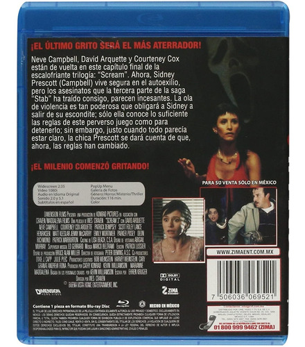 Scream 3 La Máscara De La Muerte Pelicula Bluray