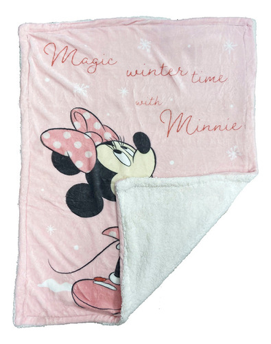 Frazada Corderito Flannel Minnie Para Bebés 75 X 100 Cm Color Rosa