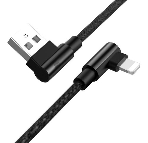Imagem 2 de 3 de Cabo Lightning iPhone Usb 90 Graus Em L Reforçado 2 Metros