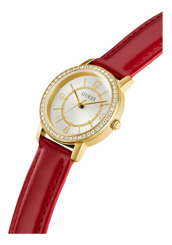 Reloj Guess Para Mujer Melody Rojo Dama Watch Resistente Color de la correa Rojo Color del fondo Champagne