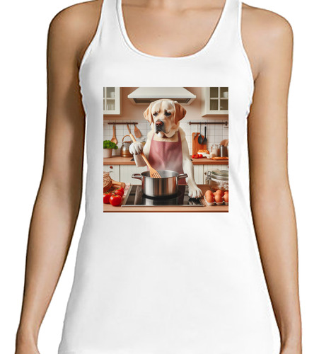 Musculosa Mujer Labrador Perro Cocinando Cocina Comida M3