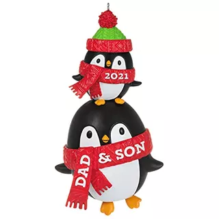 Christmas Ornament, Year Dated 2021, Dad & Son Penguins...