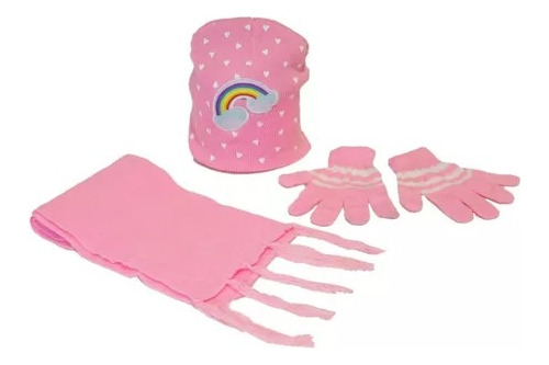 Set Infantil Invierno Nena Guantes Lana Gorro Bufanda Niña