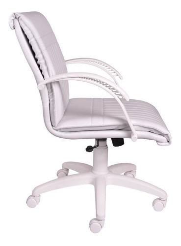 Silla de escritorio de Outlet Malbec bajo gamer ergonómica blanca con tapizado de cuero sintético