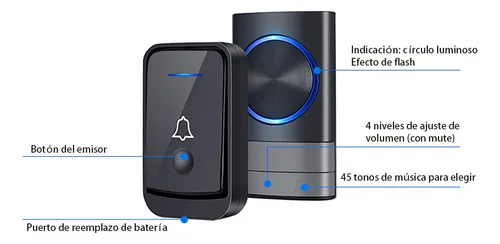 Timbre Inalámbrico Para Puerta Con 2 Receptores Impermeables