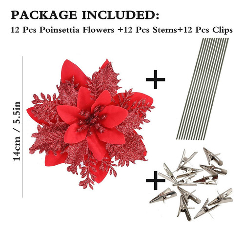 10 Flores Artificiais Vermelhas Natal De 14 Cm Véspera Natal
