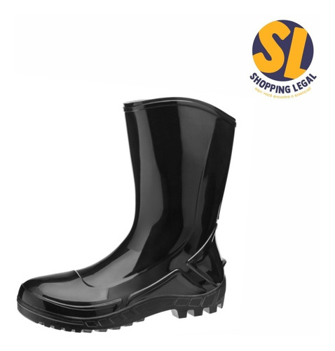 Bota Chuva Motoqueiro Marluvas Pvc Preta Com Forro Vulcaflex