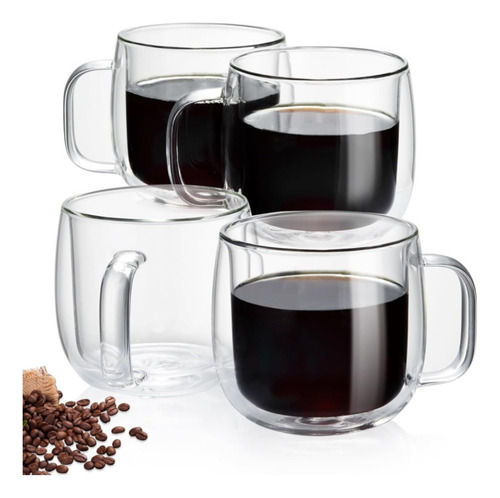 Set 2 Taza De Doble Cubierta De Vidrio 250ml Mug