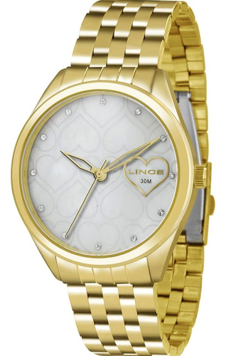 Relógio Lince Feminino Dourado Perolado Lrg4345l B1kx