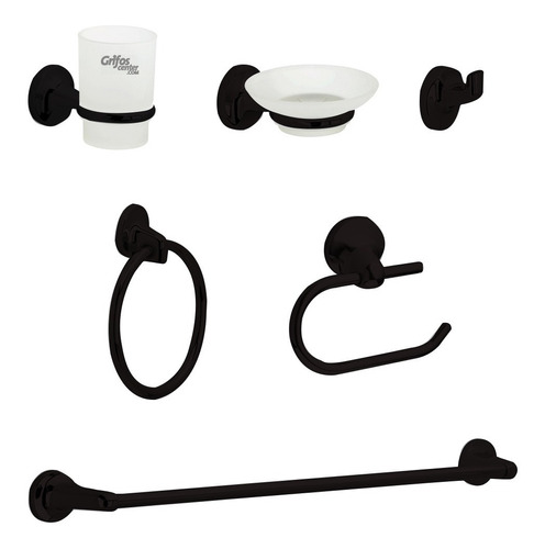 Accesorios Para Baño Negro Mate Pal X 6 Piezas