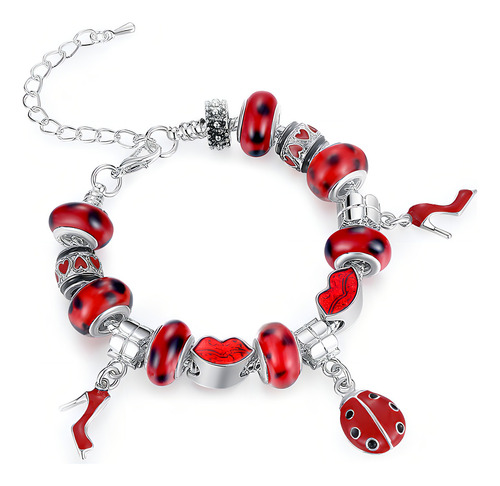 Pulseira Pandora Estilo Esterina 925 Vermelho