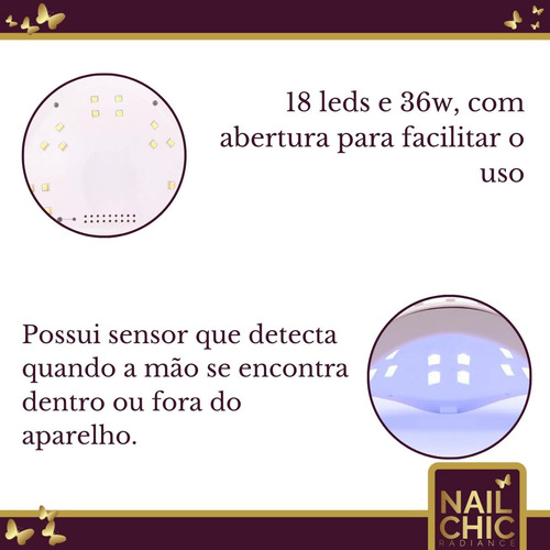 Cabine Led/uv Sun Digital 36w Bivolt Sun Unhas Gel Acrigel