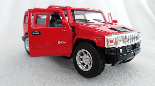 Hummer H2 Suv 2008, Roja, Escala 1:36, 12cms Largo, Metal