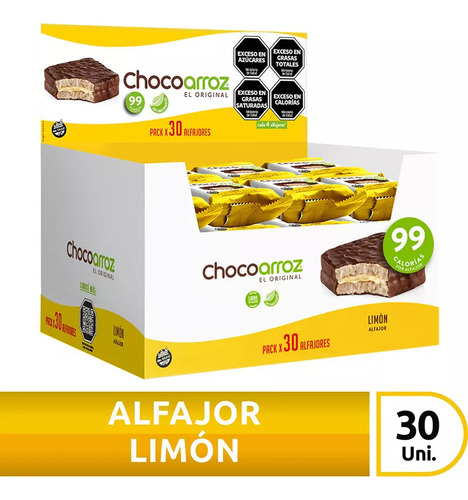 Alfajor Chocoarroz Arroz Chocolate Limon Sin Tacc Caja X30