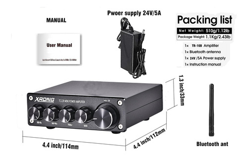 Xrong Amplificador De Subwoofer Audio Para El Hogar, Amplifi