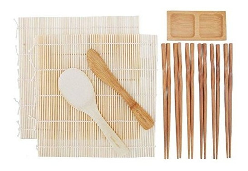 Bamboomn Sushi Maker Kit 2x Rollos De Bambu Natural 1x Arroz
