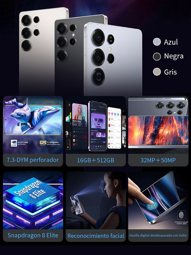 2025 Ultimas Ofertas Celulares Dual Sim Genérica S25 Ultra 512gb/16gb Ram Soporta 5g Wifi Android 14 Smartphone Desbloquea Batería De Larga Duración Negro