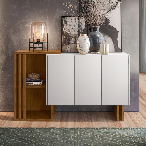 Balcão Aparador Buffet Bells 3 Portas N02 Ypê/off White - Mp Cor Marrom