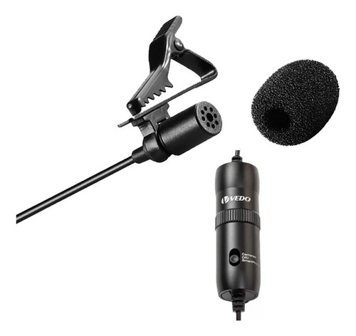 Microfone Lapela Para Pc Desktop Profissional Lavalier Vd-2 Cor Preto