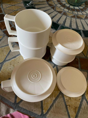 4 Tazas Tupperware Con Tapa