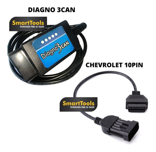 Imagen 2 de 2 de Scanner Diagno3 Can Mercosur + Adaptador Chevrolet 10