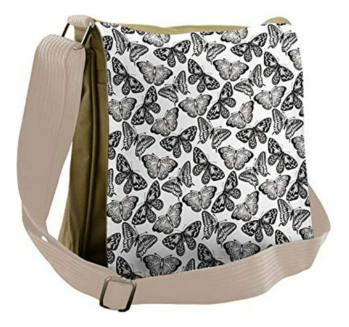 Bolso De Mensajero - Ambesonne Black And White Bag, Abstract