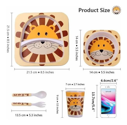 Vajilla Infantil Bebes Plato Bowl Vaso Y Cubiertos Bambú Eco