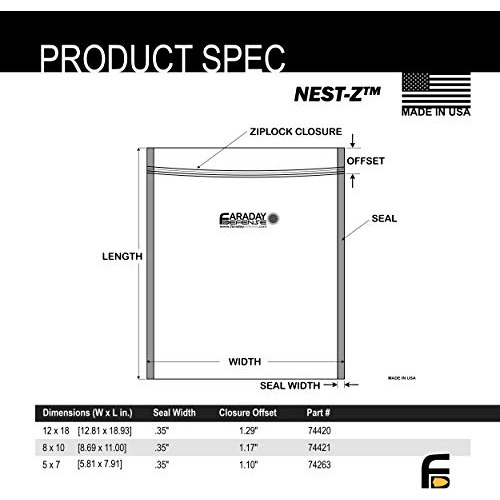 Kit De 5 Piezas Nest-z Faraday Bag Emp/solar-flare Prep...