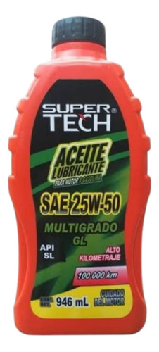 Aceite Lubricante Multigrado Motor Super Tech 25w-50 946ml