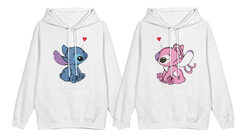 Sudadera Parejas Lilo Stitch Rosa Novios Enamorados Duo