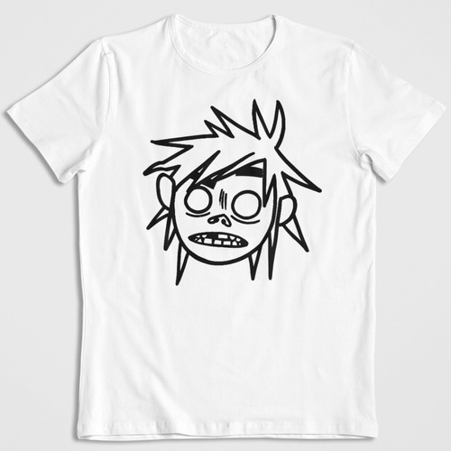 Polera Blanca Algodon Estampada Dtf Ilustracion Gorillaz Art